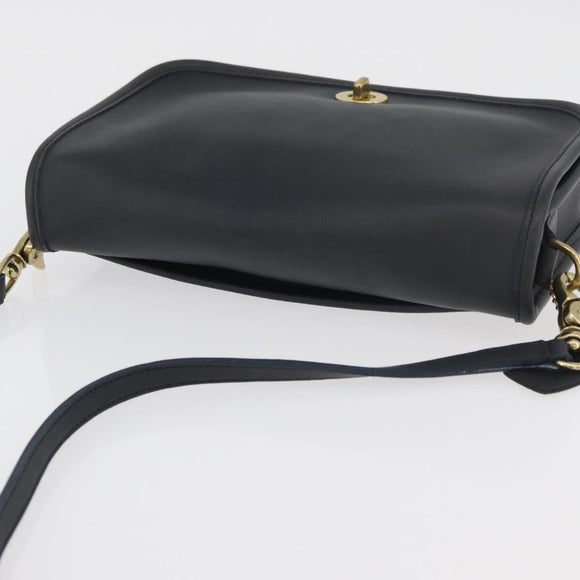 Coach Shoulder Bag Leather Black Gold Auth 176214A