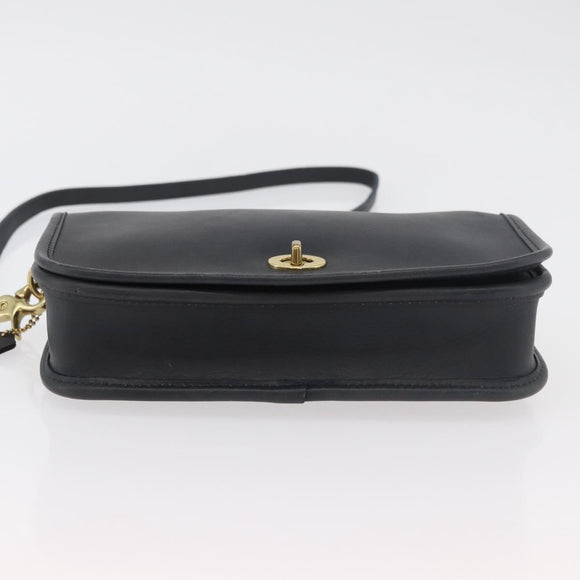 Coach Shoulder Bag Leather Black Gold Auth 176214A