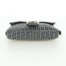FENDI Zucchino Canvas Mamma Baguette Shoulder Bag Navy Silver Auth 176216SAM-10