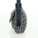 FENDI Zucchino Canvas Mamma Baguette Shoulder Bag Navy Silver Auth 176216SAM-4