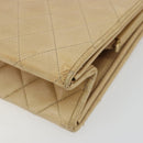CHANEL Matelasse Chain Shoulder Bag Lamb Skin Beige Gold CC Auth 176218-14