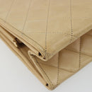 CHANEL Matelasse Chain Shoulder Bag Lamb Skin Beige Gold CC Auth 176218-15