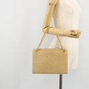 CHANEL Matelasse Chain Shoulder Bag Lamb Skin Beige Gold CC Auth 176218-24