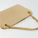 CHANEL Matelasse Chain Shoulder Bag Lamb Skin Beige Gold CC Auth 176218-6