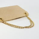 CHANEL Matelasse Chain Shoulder Bag Lamb Skin Beige Gold CC Auth 176218-7