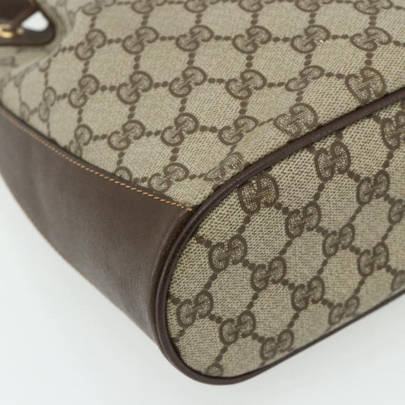 GUCCI GG Supreme Drawstring Bag Web Sherry Line PVC Beige 164 02 034 Auth 176220
