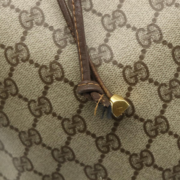 GUCCI GG Supreme Drawstring Bag Web Sherry Line PVC Beige 164 02 034 Auth 176220