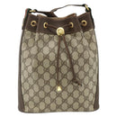 GUCCI GG Supreme Drawstring Bag Web Sherry Line PVC Beige 164 02 034 Auth 176220-13