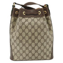 GUCCI GG Supreme Drawstring Bag Web Sherry Line PVC Beige 164 02 034 Auth 176220-2