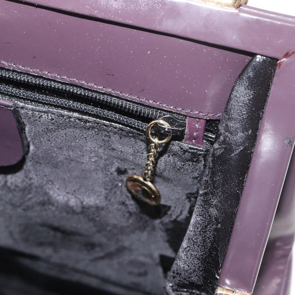 GUCCI Bamboo Hand Bag patent Bordeaux Gold 000 4781 0295 Auth 176222