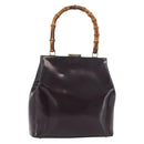 GUCCI Bamboo Hand Bag patent Bordeaux Gold 000 4781 0295 Auth 176222-1