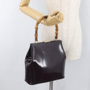 GUCCI Bamboo Hand Bag patent Bordeaux Gold 000 4781 0295 Auth 176222-22