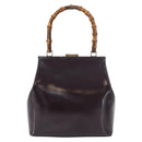 GUCCI Bamboo Hand Bag patent Bordeaux Gold 000 4781 0295 Auth 176222-13