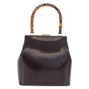 GUCCI Bamboo Hand Bag patent Bordeaux Gold 000 4781 0295 Auth 176222-2