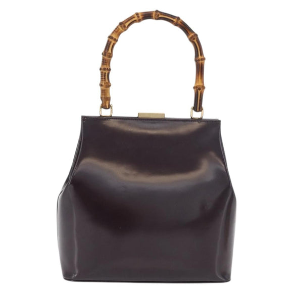 GUCCI Bamboo Hand Bag patent Bordeaux Gold 000 4781 0295 Auth 176222
