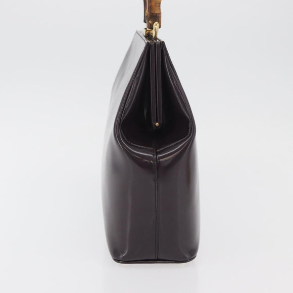 GUCCI Bamboo Hand Bag patent Bordeaux Gold 000 4781 0295 Auth 176222