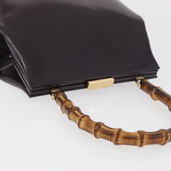GUCCI Bamboo Hand Bag patent Bordeaux Gold 000 4781 0295 Auth 176222