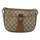 GUCCI GG Supreme Web Sherry Line Bag PVC Beige Gold 89 02 032 Auth 176224-13