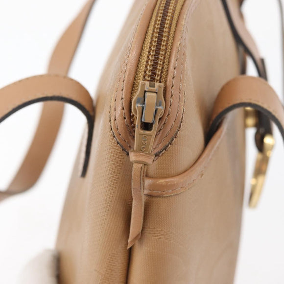 Christian Dior Trotter Canvas Hand Bag PVC Beige Gold Auth 176225