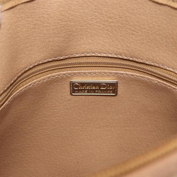 Christian Dior Trotter Canvas Hand Bag PVC Beige Gold Auth 176225