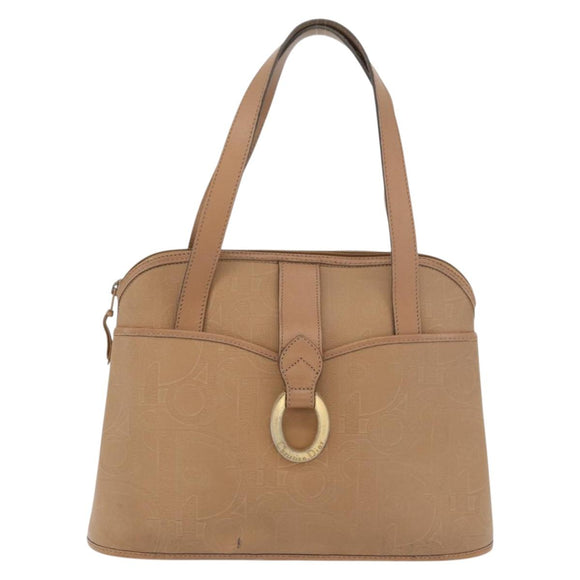 Christian Dior Trotter Canvas Hand Bag PVC Beige Gold Auth 176225