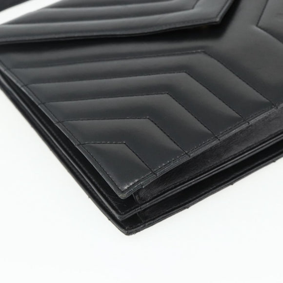 SAINT LAURENT Umhängetasche Leder Schwarz Silber Auth 176228