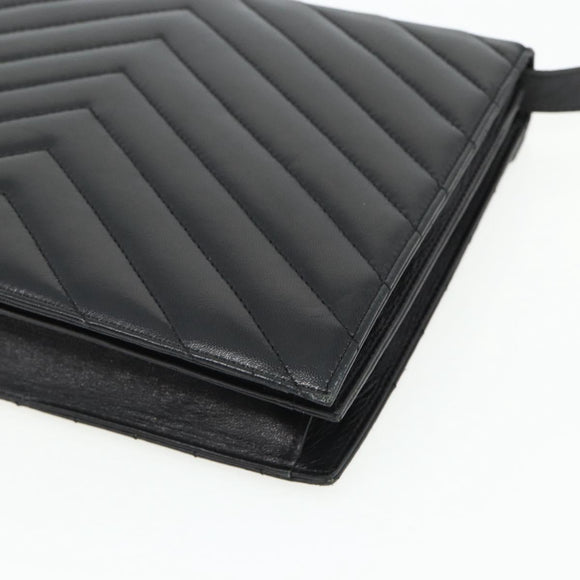 SAINT LAURENT Umhängetasche Leder Schwarz Silber Auth 176228