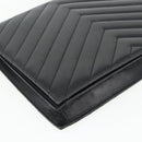 SAINT LAURENT Umhängetasche Leder Schwarz Silber Auth 176228-16