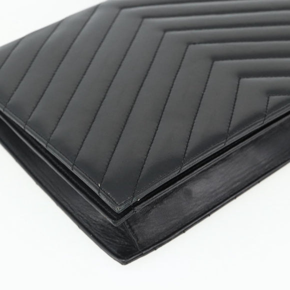 SAINT LAURENT Umhängetasche Leder Schwarz Silber Auth 176228