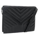 SAINT LAURENT Umhängetasche Leder Schwarz Silber Auth 176228-1