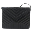 SAINT LAURENT Umhängetasche Leder Schwarz Silber Auth 176228-13
