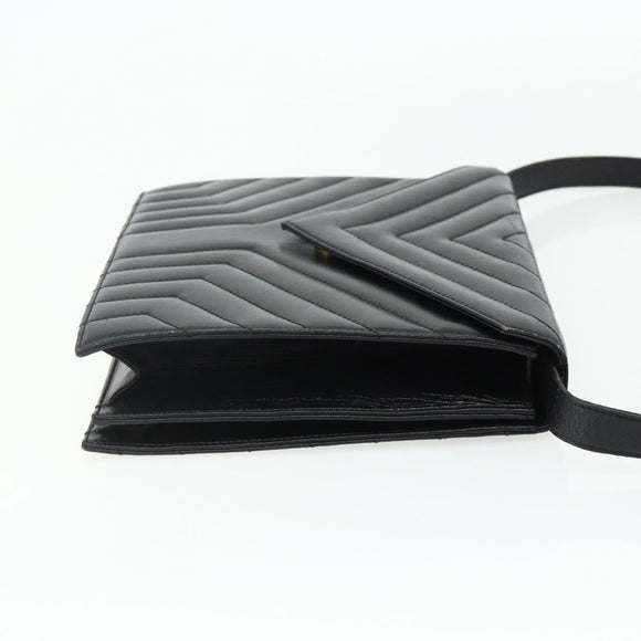 SAINT LAURENT Umhängetasche Leder Schwarz Silber Auth 176228