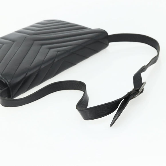 SAINT LAURENT Umhängetasche Leder Schwarz Silber Auth 176228