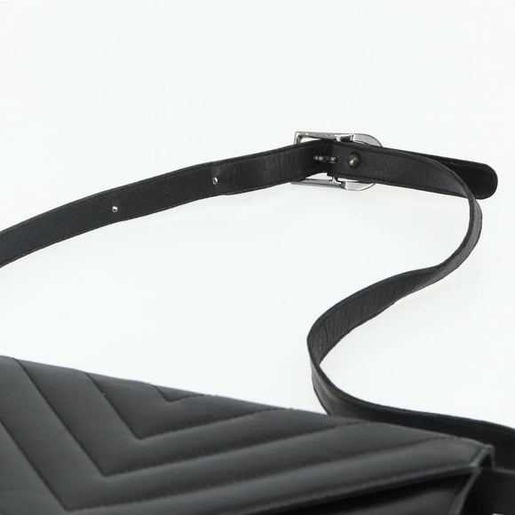 SAINT LAURENT Umhängetasche Leder Schwarz Silber Auth 176228