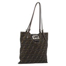FENDI Zucca Canvas Tote Bag Black Brown Auth 176230-1