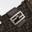 FENDI Zucca Canvas Tote Bag Black Brown Auth 176230-10