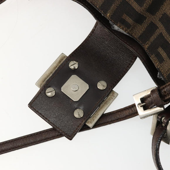 FENDI Zucca Canvas Tote Bag Black Brown Auth 176230