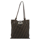 FENDI Zucca Canvas Tote Bag Black Brown Auth 176230-13