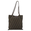 FENDI Zucca Canvas Tote Bag Black Brown Auth 176230-2