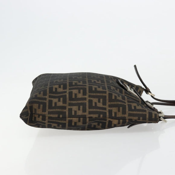 FENDI Zucca Canvas Tote Bag Black Brown Auth 176230