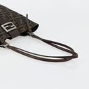 FENDI Zucca Canvas Tote Bag Black Brown Auth 176230-7