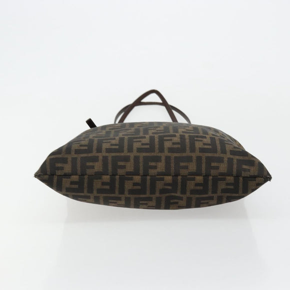 FENDI Zucca Canvas Tote Bag Black Brown Auth 176230