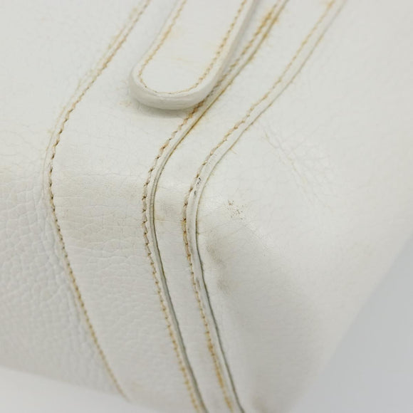 LOEWE Hand Bag Leather White Silver Auth 176235