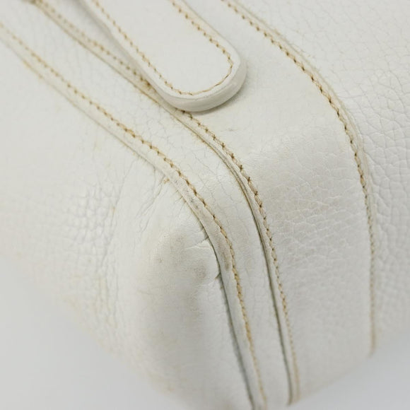 LOEWE Hand Bag Leather White Silver Auth 176235