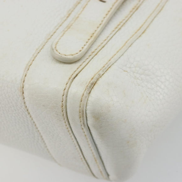 LOEWE Hand Bag Leather White Silver Auth 176235