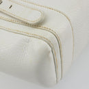LOEWE Hand Bag Leather White Silver Auth 176235-9