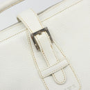 LOEWE Hand Bag Leather White Silver Auth 176235-17