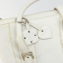 LOEWE Hand Bag Leather White Silver Auth 176235-19