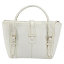 LOEWE Hand Bag Leather White Silver Auth 176235-2