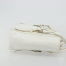 LOEWE Hand Bag Leather White Silver Auth 176235-3
